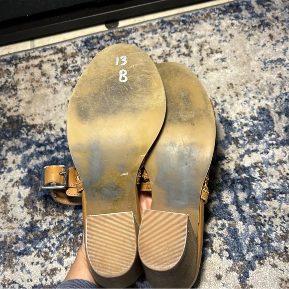 Steve Madden Brown Ranya Cognac Leather Buckle Strap Block Peep Toe Heels Size 8 - Picture 9 of 12